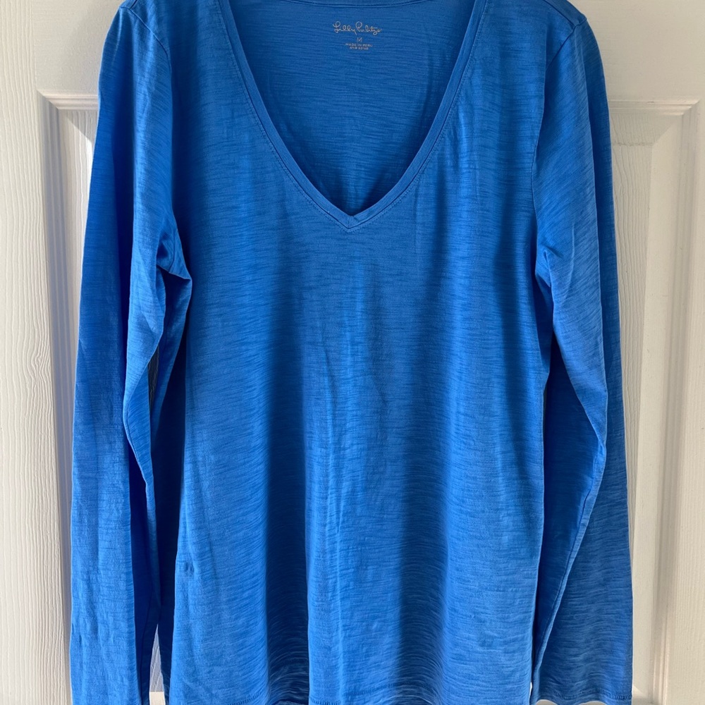 Lilly Pulitzer Royal Blue Long Sleeve V-Neck Tshirt